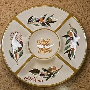 Vintage 5 Compartment Tray Veggies Cheese Meats Crackers Large